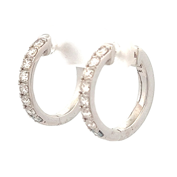 0.75cttw Gold Diamond Hoop Earrings | Small Hoop Earrings With Diamonds | 20mm Gold Hoop Earrings | Gold Hoop Earrings With Diamonds | Diamond Earrings Houston