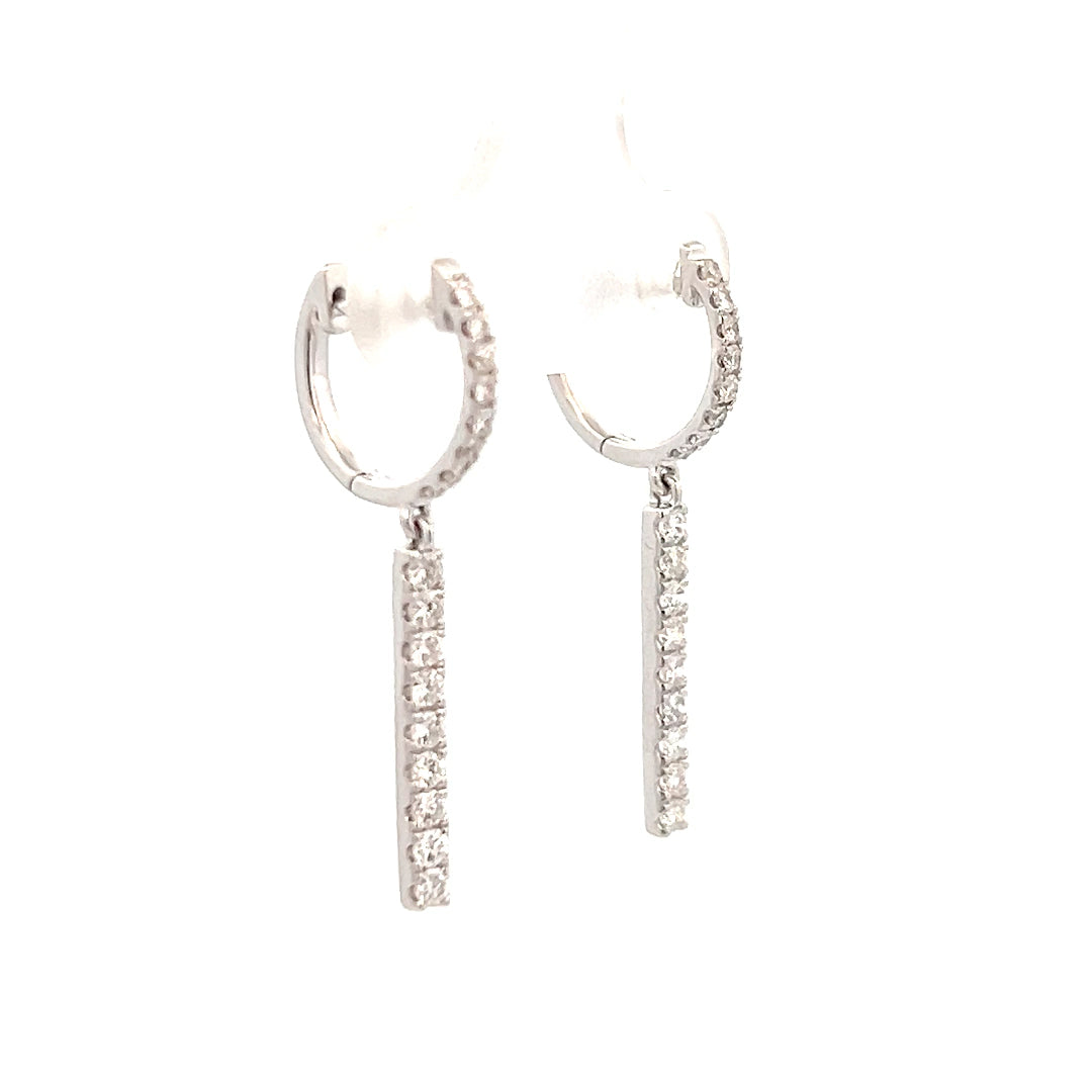 0.55cttw Diamond Drop Earrings | Gold Diamond Dangle Earrings | 18k White Gold Earrings