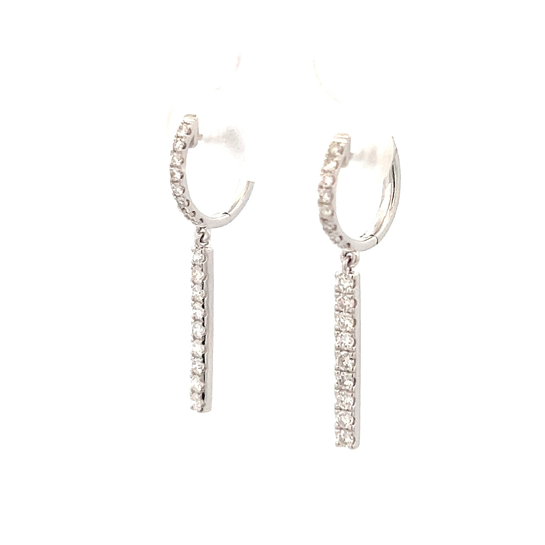 0.55cttw Diamond Drop Earrings | Gold Diamond Dangle Earrings | 18k White Gold Earrings