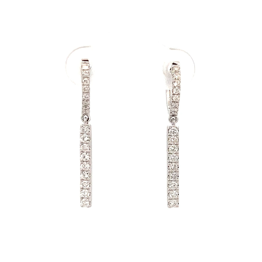 0.55cttw Diamond Drop Earrings | Gold Diamond Dangle Earrings | 18k White Gold Earrings