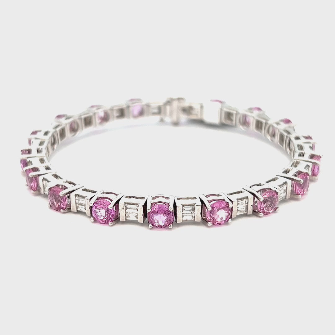 11.95cttw Sapphire and Diamond Bracelet Video | Pink Sapphire Bracelet