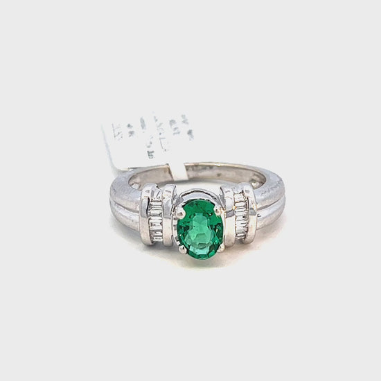 1.14cttw Oval Emerald Ring Video | Video of Emerald Green Engagement Rings