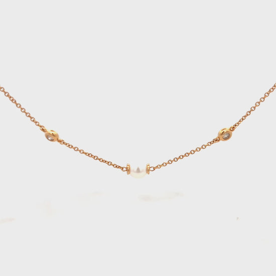 0.33cttw Gold and Pearl Necklace Video | Pearl and Diamond Necklace