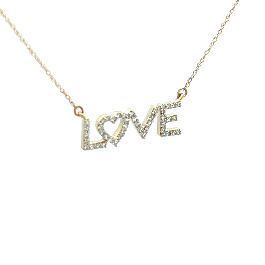 14k gold Love heart pendant with diamonds
