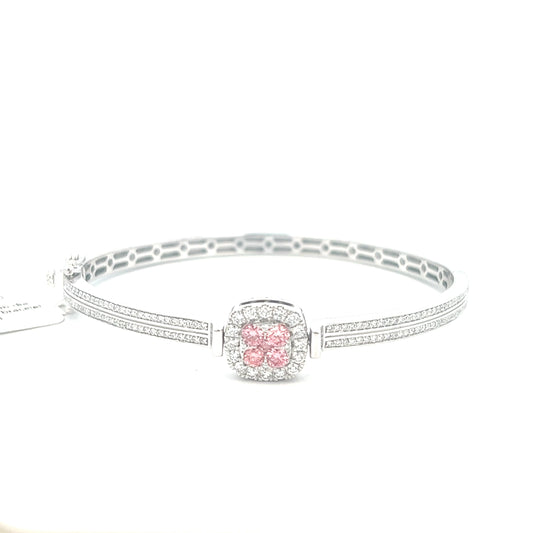 Reversible Diamond Bangle Bracelet - 2.25cttw | 14k White Gold | Pink and White Diamonds