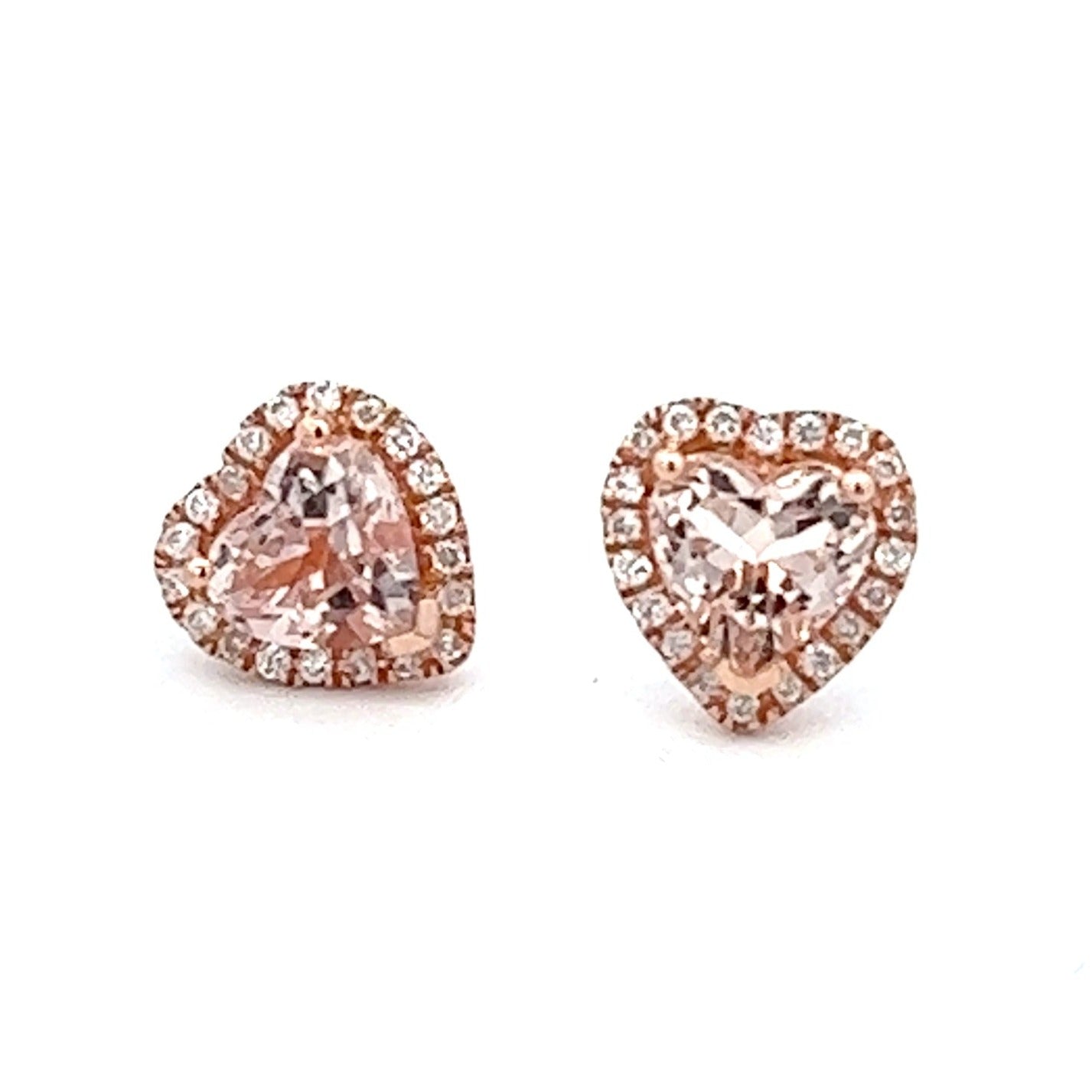 1.10cttw Morganite Heart Earrings in 14k Rose Gold