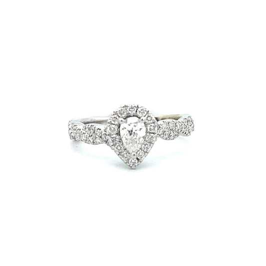 .88ct Pear Shaped Engagement Ring | 14k White Gold