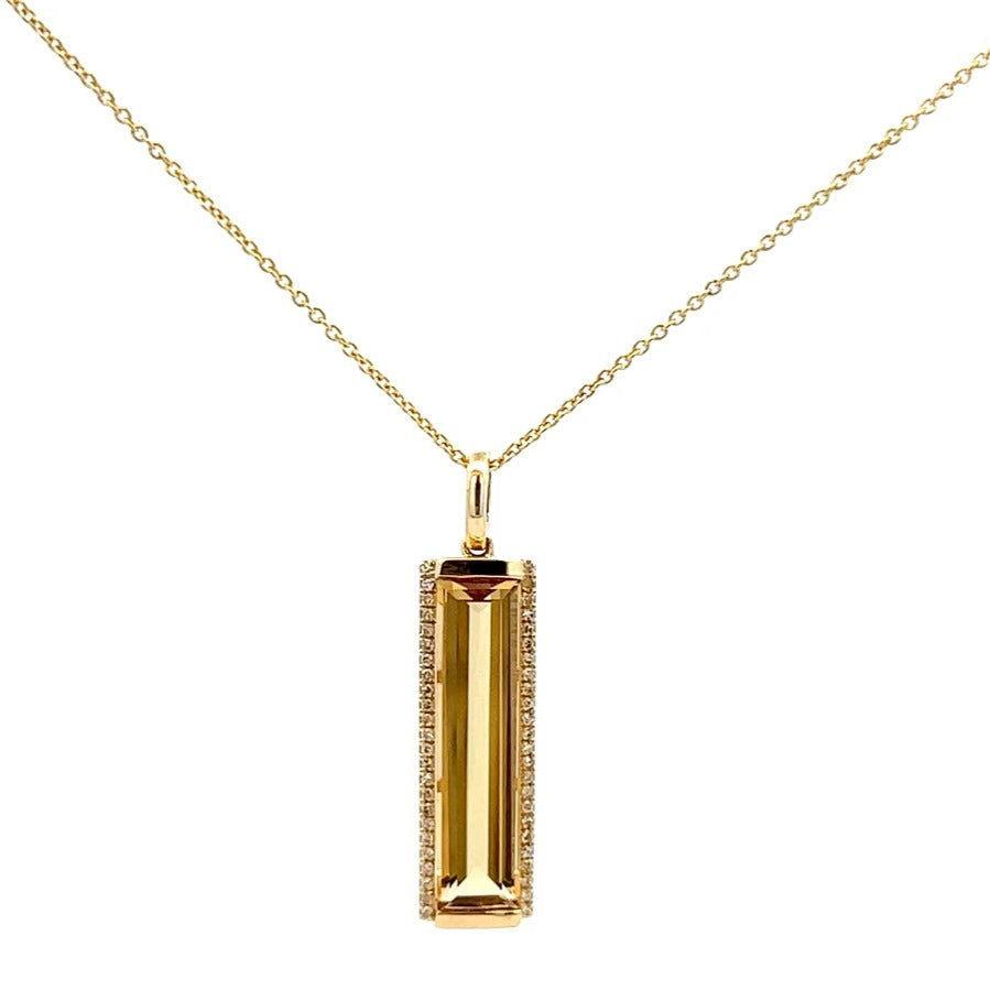 3.01cttw Citrine Necklace with Diamonds | 14k Yellow Gold