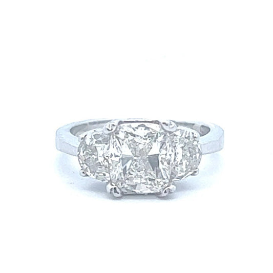 3.07cttw Cushion Cut Diamond Ring | 14k White Gold | Natural Diamond Engagement Ring
