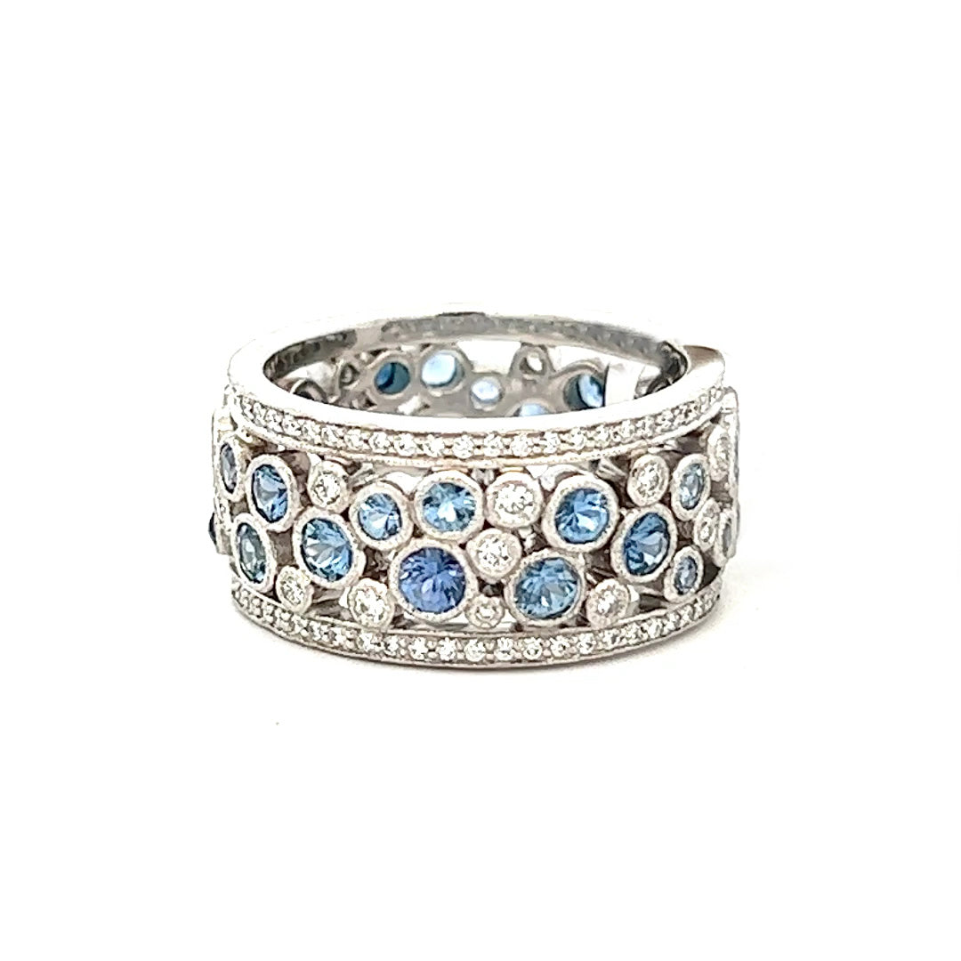 2.4cttw Diamond Sapphire Ring | Platinum | Engagement Ring