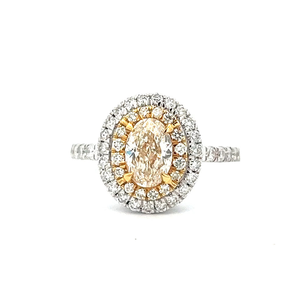 1.88cttw Oval Cut Yellow Diamond Engagement Ring | 18k White Gold