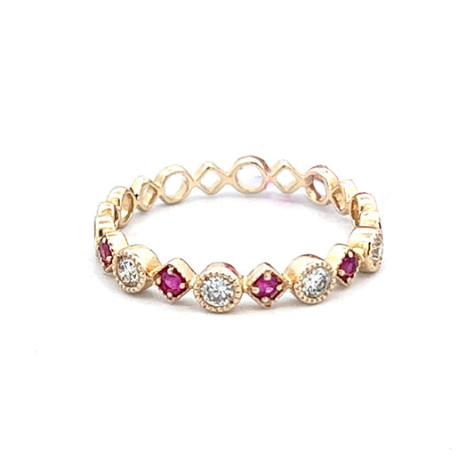 .40cttw Ruby and Diamond Stackable Ring | 14k Yellow Gold
