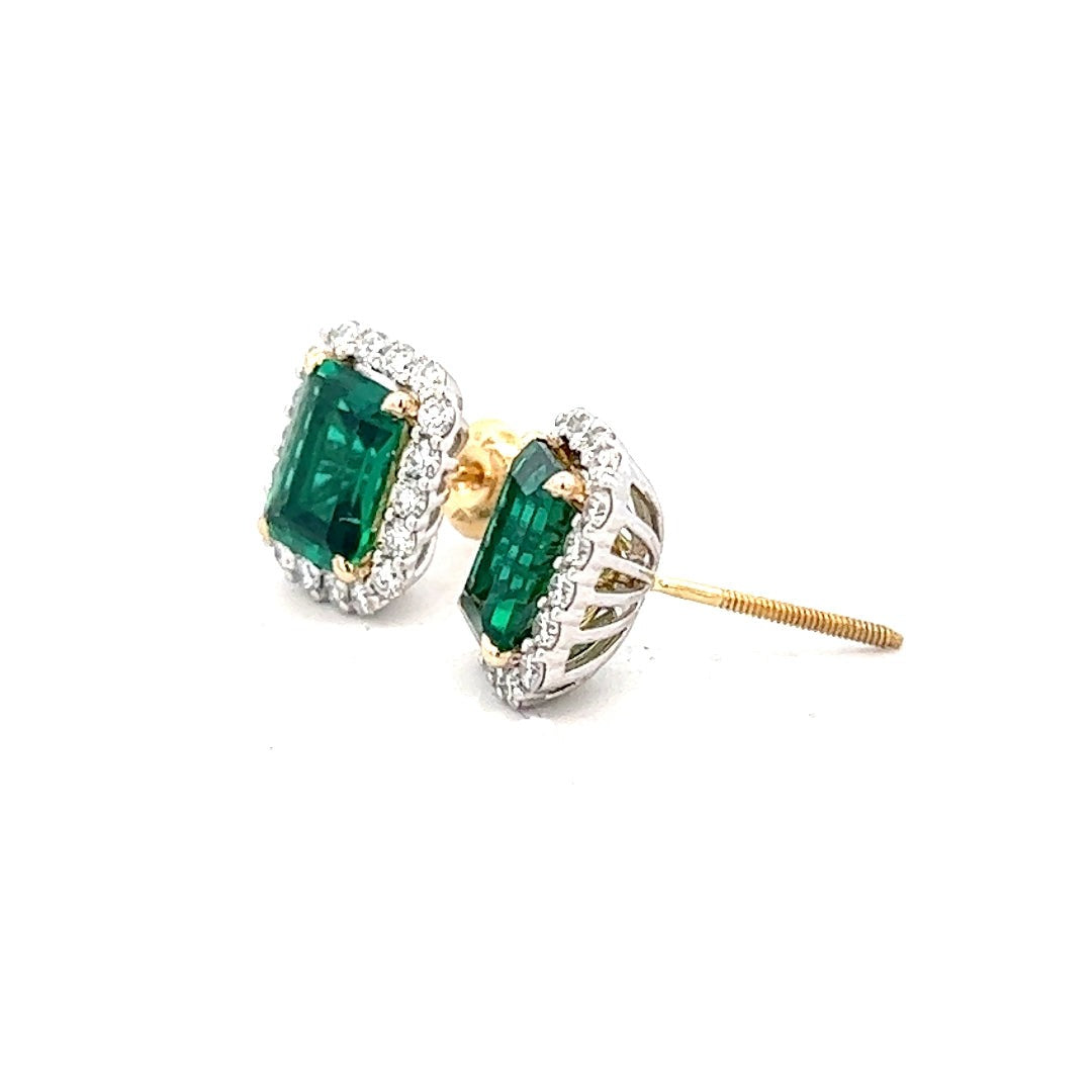 3.50cttw Emerald and Diamond Earrings