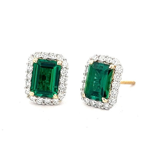 3.50cttw Emerald and Diamond Earrings