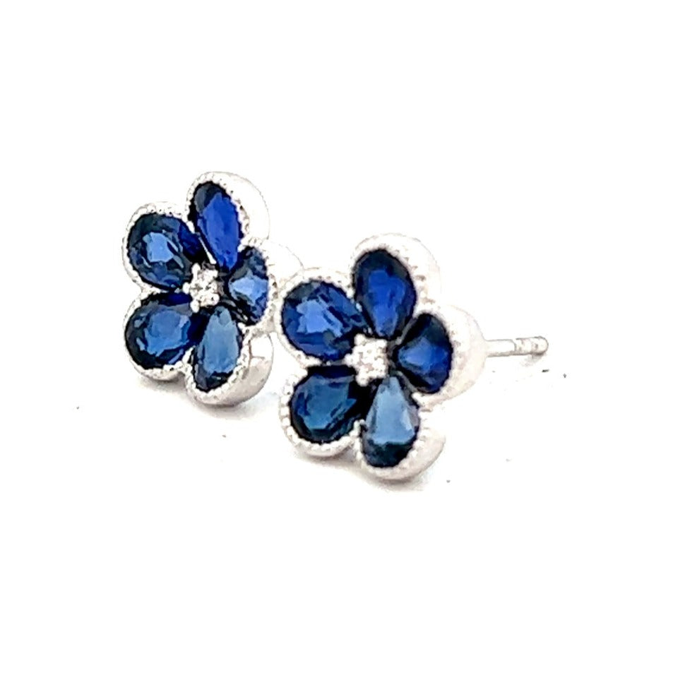 2.38cttw Diamond and Sapphire Earrings | 14k White Gold