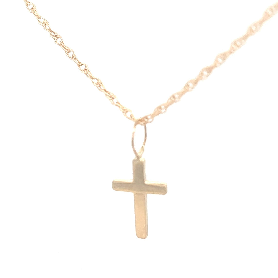 Tiny 14k Gold Cross Necklace | Small Cross | Simple Cross