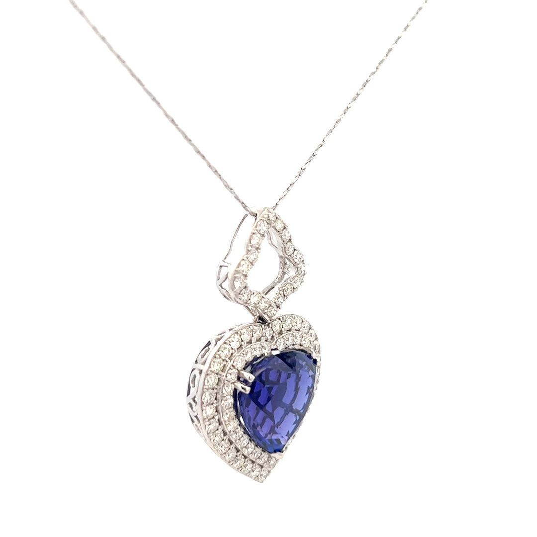 15.85ct Tanzanite Pendant | Tanzanite and Diamond Necklace | 14k