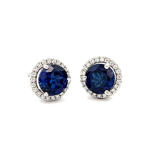 3.5cttw Sapphire and Diamond Earrings | Blue Sapphire and Diamond Earrings