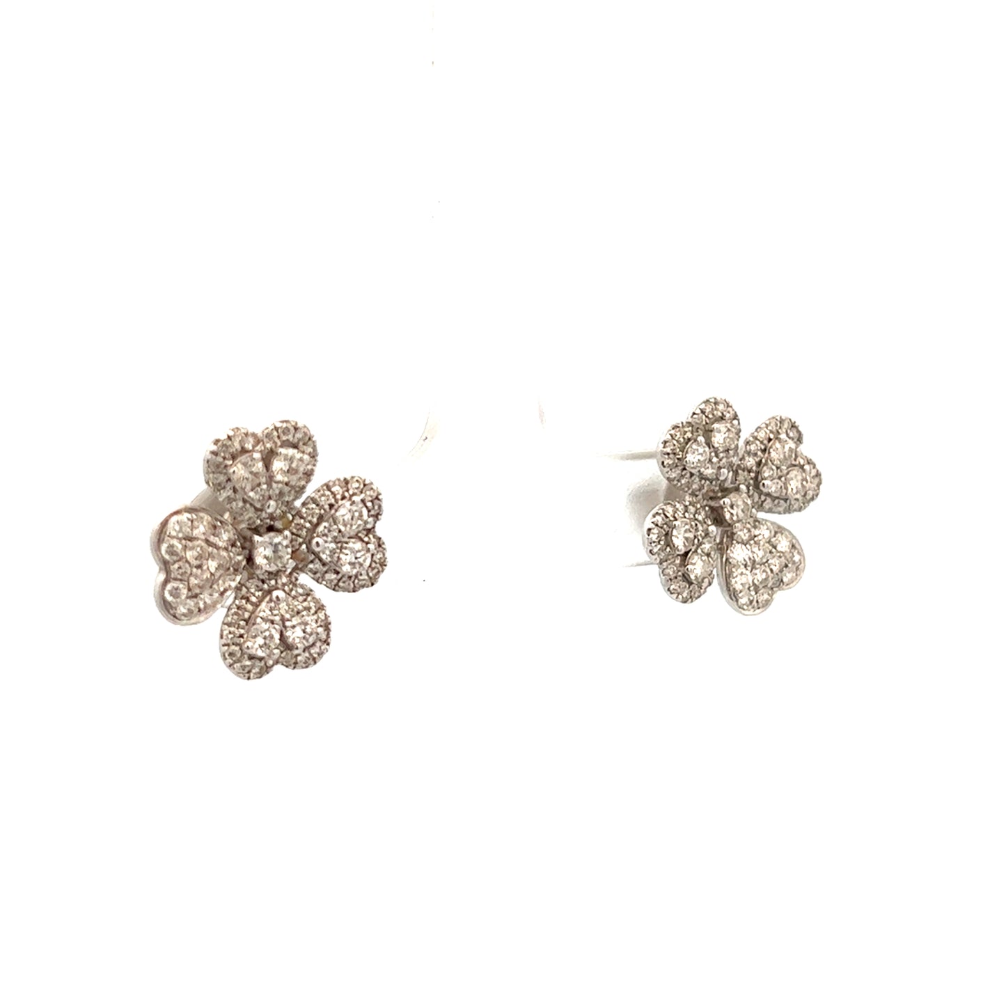 1.31cttw Flower Diamond Earrings | 18k White Gold