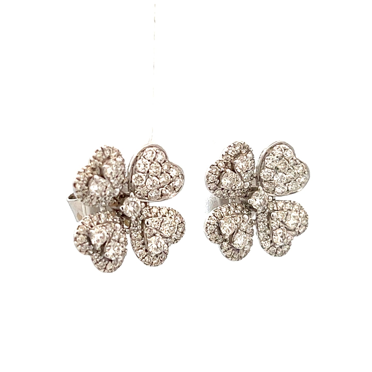 1.31cttw Flower Diamond Earrings | 18k White Gold