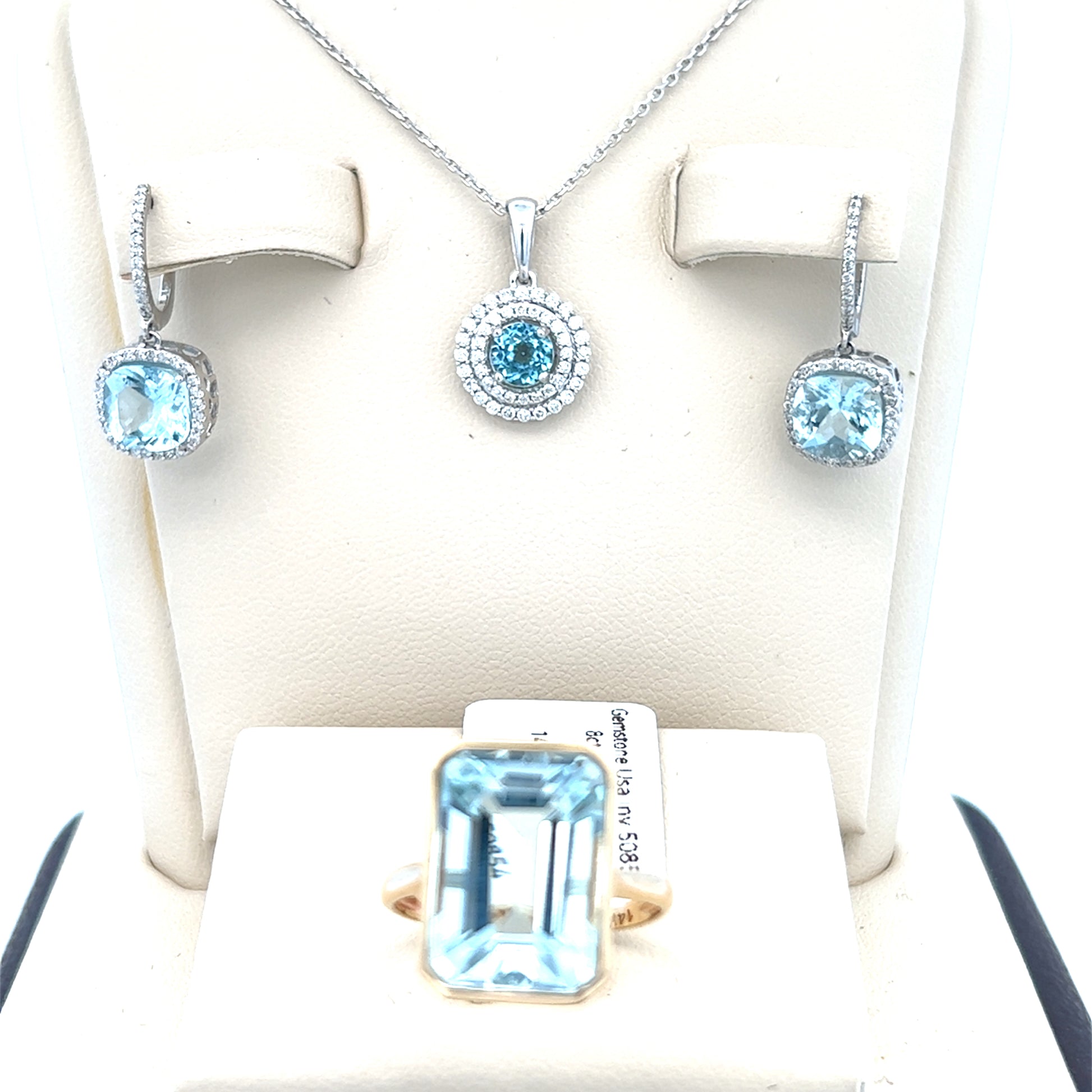 2.99cttw Aquamarine Jewelry Set