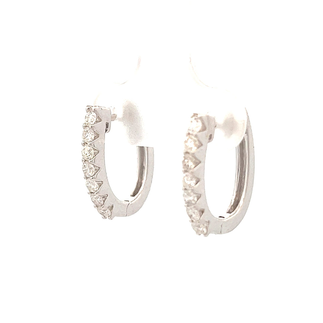 Small Diamond Hoop Earrings | Small Diamond Hoops | 14k 15mm