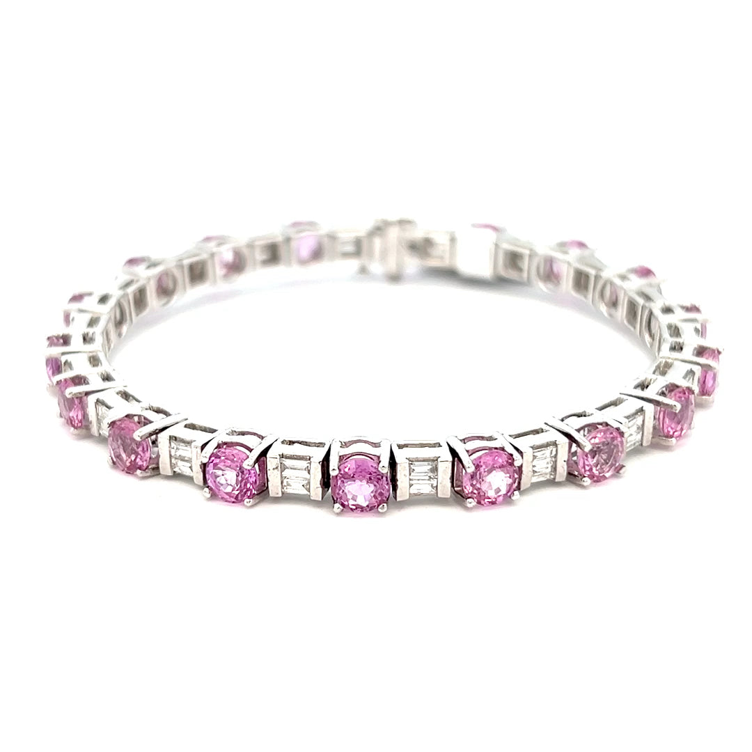 11.95cttw Sapphire and Diamond Bracelet | Pink Sapphire Bracelet