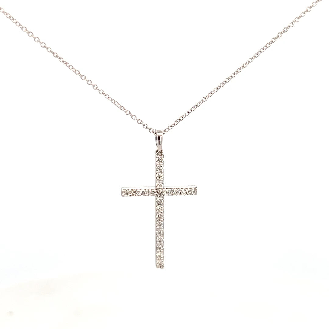 0.36cttw Small Cross Necklace | Cross Diamond Pendant | 14k Gold Cross Necklace