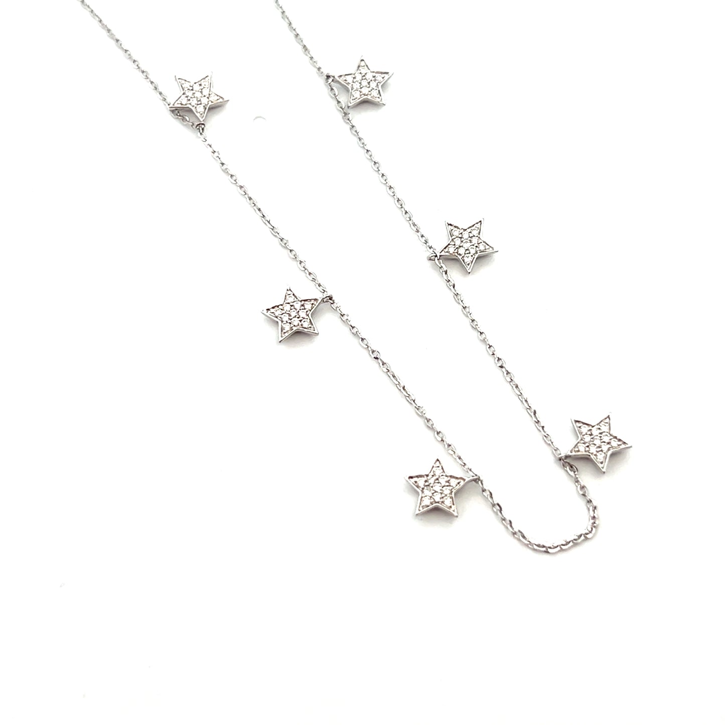  .25cttw Seven Star Drop Necklace | Star Dangle Necklace
