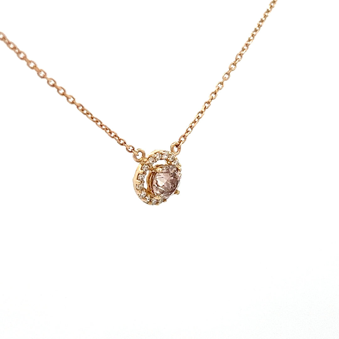 0.75cttw Cognac Diamond Halo Pendant | Gemstone Necklace
