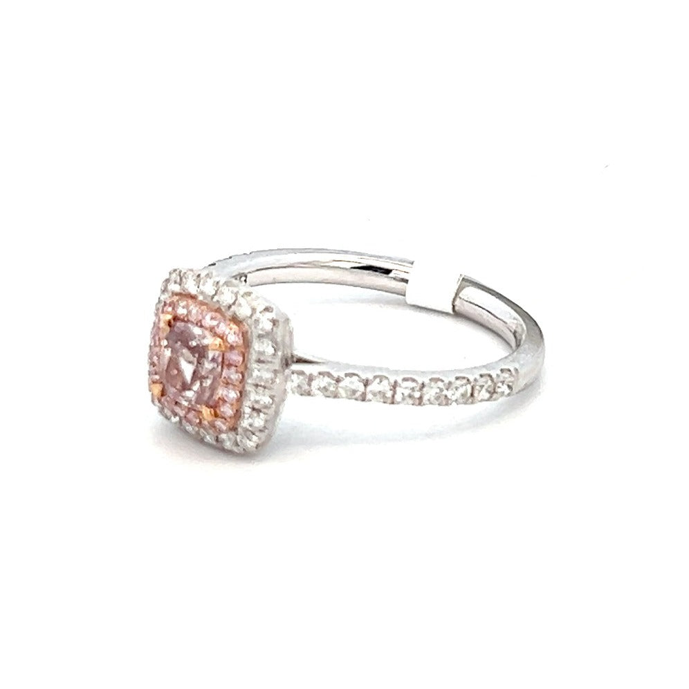 Pink Diamond Engagement Ring | Pink Diamond Halo Engagement Ring | Natural Pink Diamond Ring