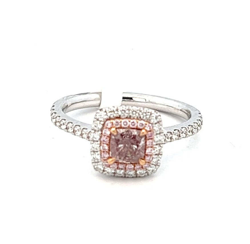 Pink Diamond Engagement Ring | Pink Diamond Halo Engagement Ring | Natural Pink Diamond Ring