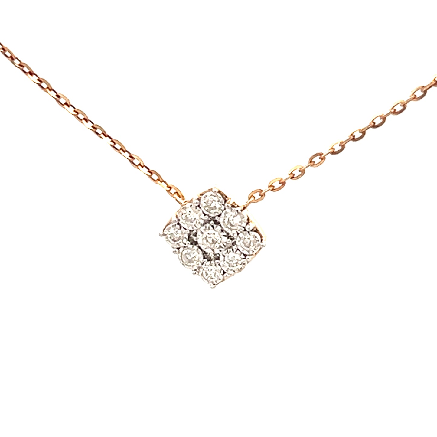 .13cttw Square Diamond Pendant Necklace | Cluster Necklace | Diamond Shaped Necklace