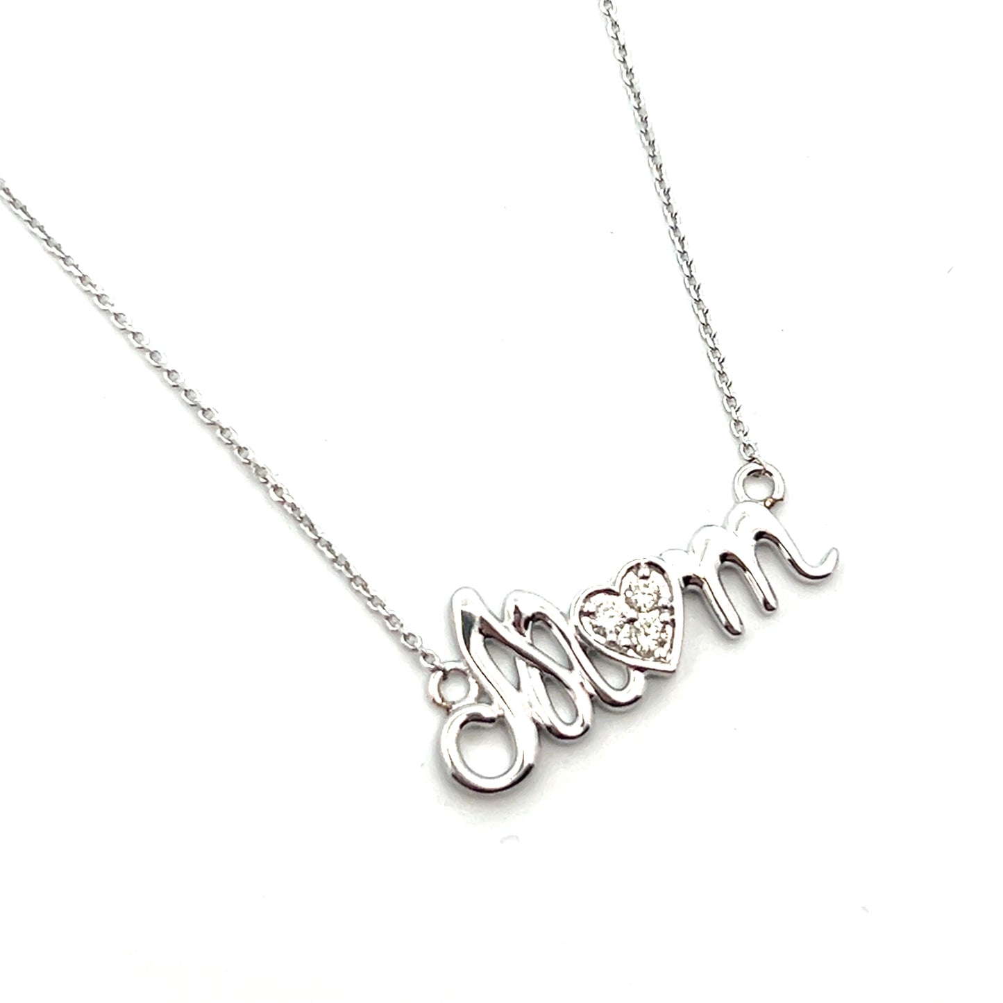 .09cttw Mothers Day Necklace | Gold Mom Necklace | Diamond Heart