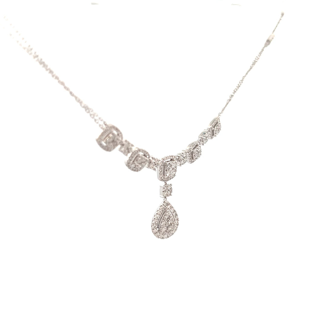 1.63cttw Teardrop Necklace | Diamond Halo Necklace