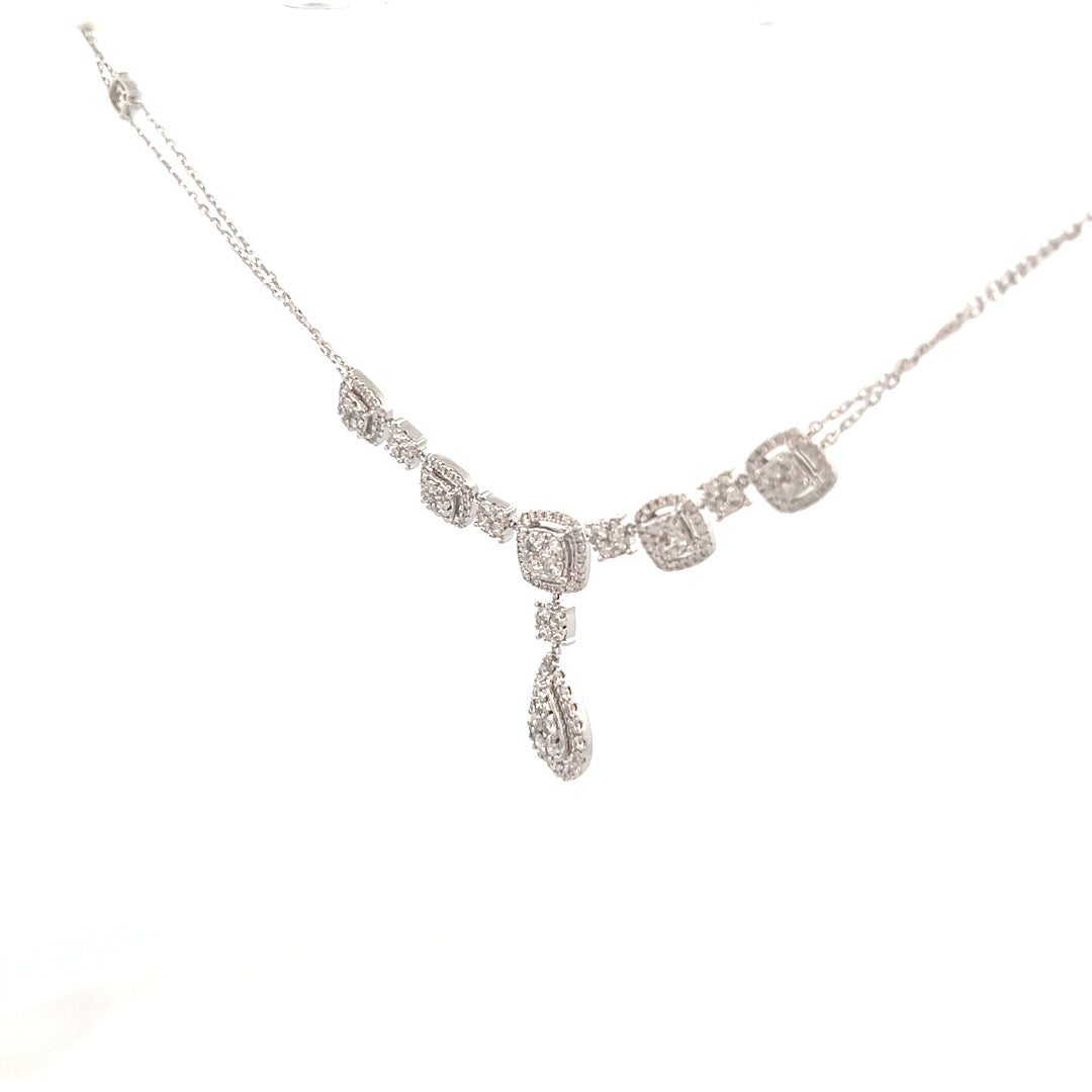 1.63cttw Teardrop Necklace | Diamond Halo Necklace