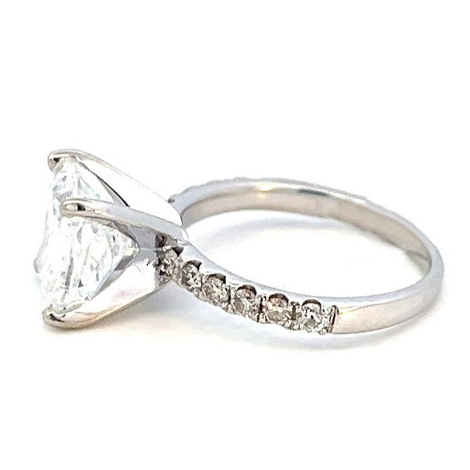 4.57cttw Cushion Cut Diamond Ring | 14k White Gold | Lab Diamond Engagement Ring