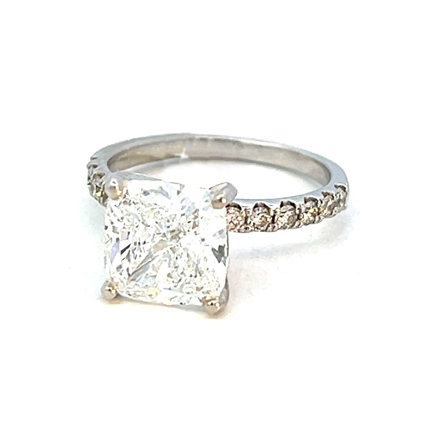 4.57cttw Cushion Cut Diamond Ring | 14k White Gold | Lab Diamond Engagement Ring