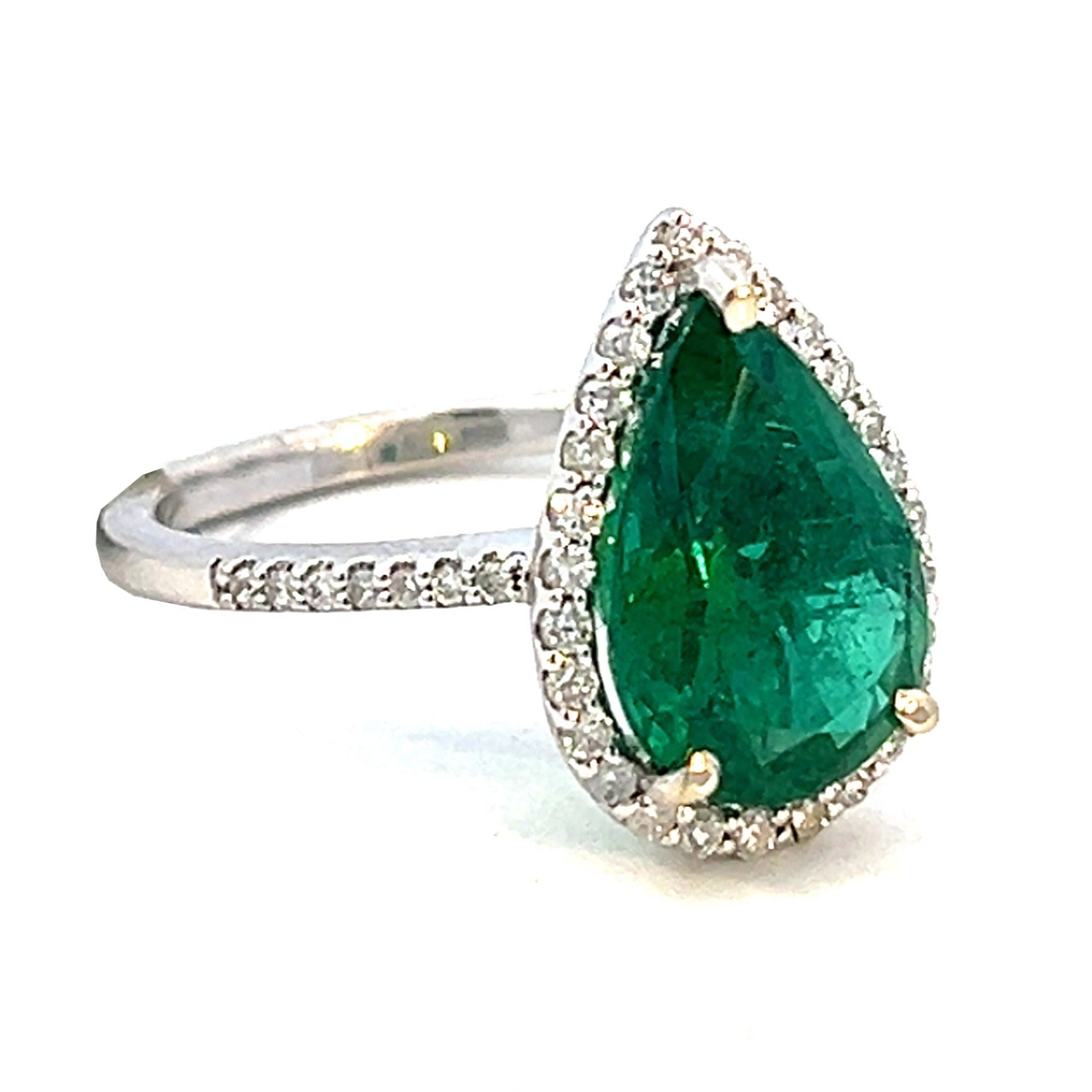 18 KGP 4 Carat Emerald Hued Pear Shaped Ring” – Exposures International  Gallery of Fine Art