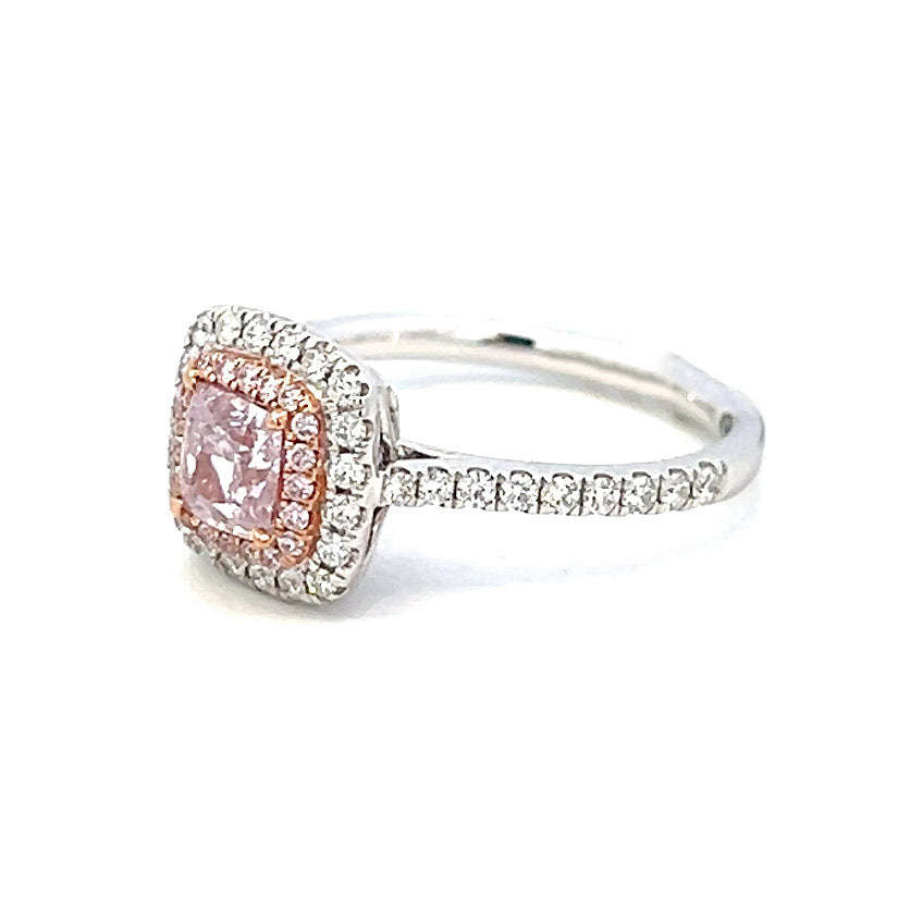 1.27cttw Natural Pink Diamond Ring | Pink Diamond Engagement Ring | Pink Diamond Halo
