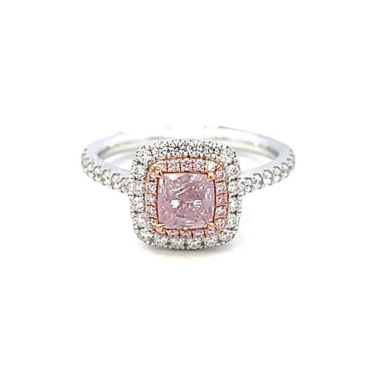1.27cttw Natural Pink Diamond Ring | Pink Diamond Engagement Ring | Pink Diamond Halo