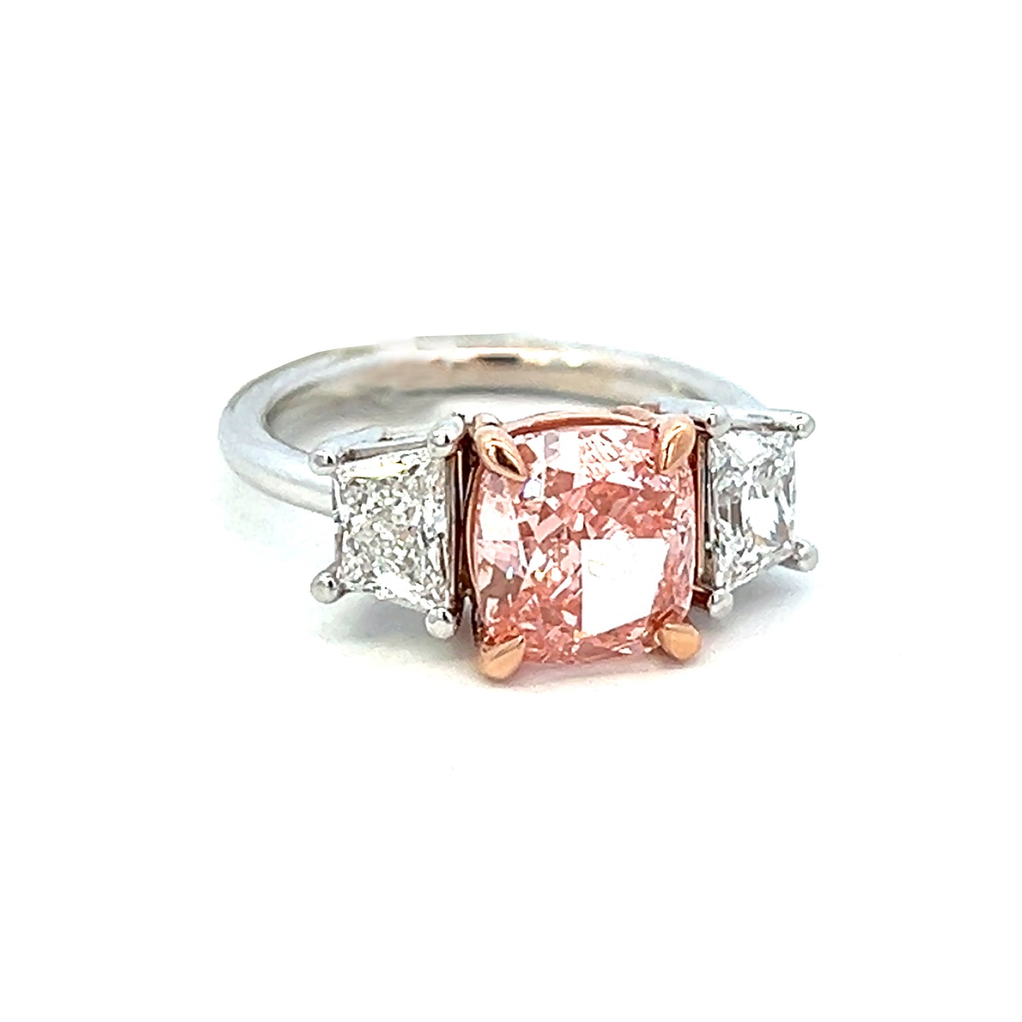 3.07cttw Cushion Cut Engagement Ring | Lab Grown Pink Diamond Ring