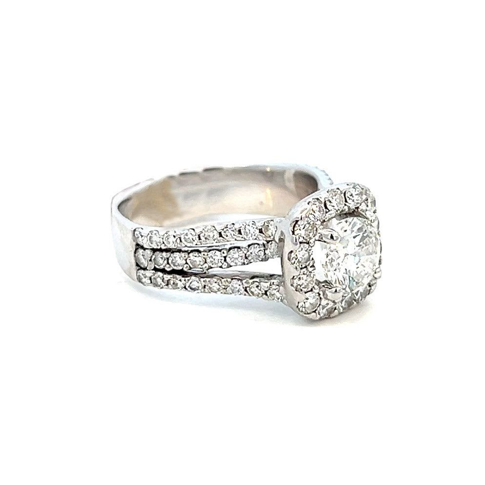 2 Carat Natural Diamond Engagement Ring | Halo Diamond Ring