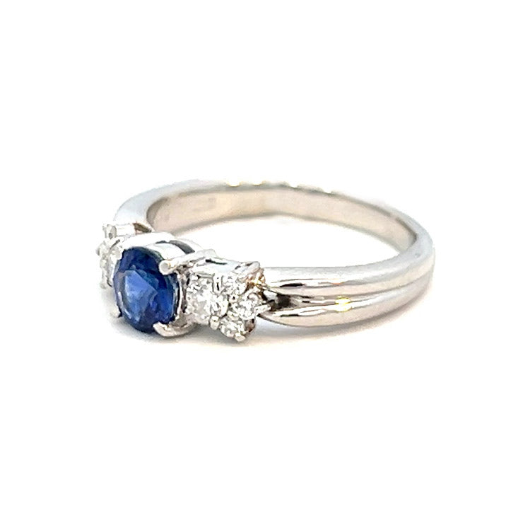 0.88cttw Sapphire Ring | Platinum Ring | Blue Sapphire and Diamond Ring