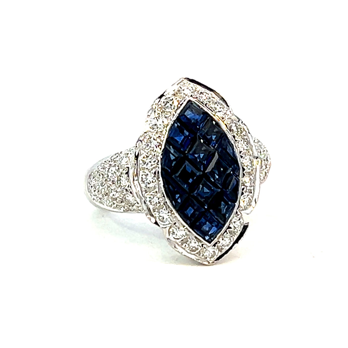 2.40cttw Marquise Sapphire Engagement Ring | Blue Sapphire Marquise Ring