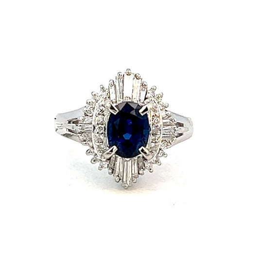1.94cttw Oval Sapphire Ring | Platinum Ring |Sapphire and Diamond Ring
