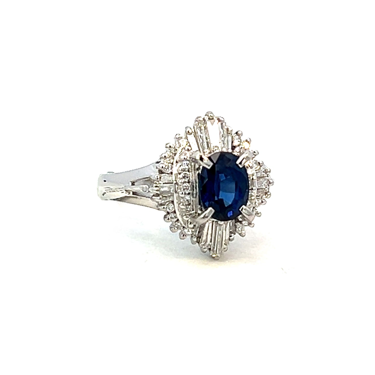 1.94cttw Oval Sapphire Ring | Platinum Ring |Sapphire and Diamond Ring