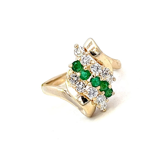 3.40cttw Emerald and Diamond Ring | Emerald Diamond Ring | 14k Yellow Gold