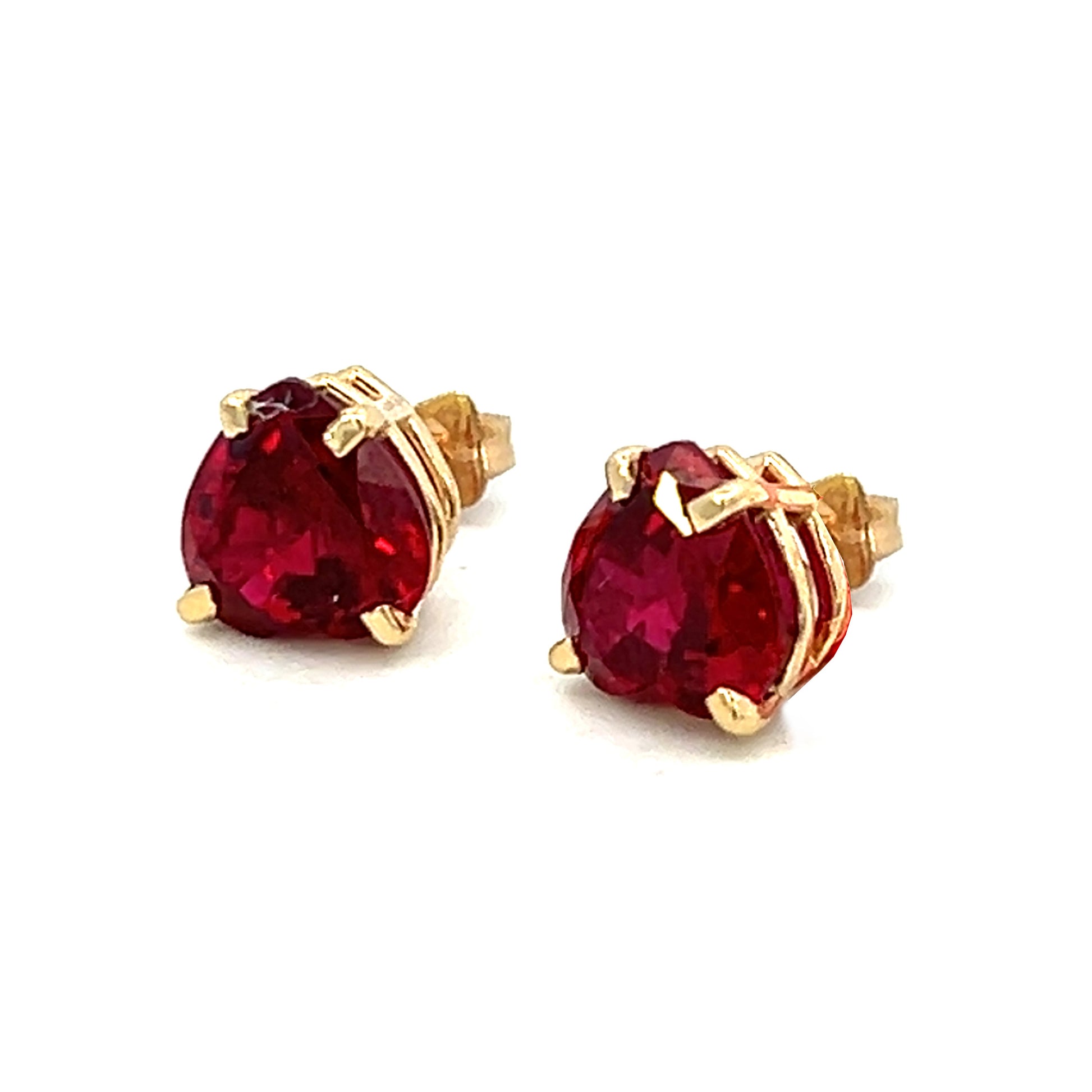 4.00cttw Ruby Stud Earrings | Gold Ruby Earrings | 14k Yellow Gold