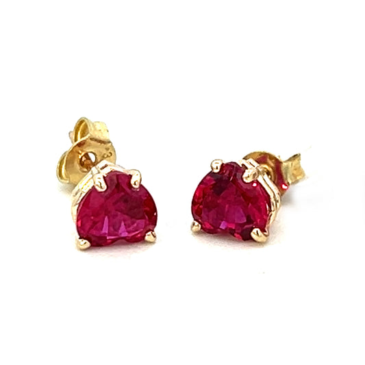 1.00cttw Ruby Stud Earrings | Gold Ruby Earrings | 14k Yellow Gold Earrings